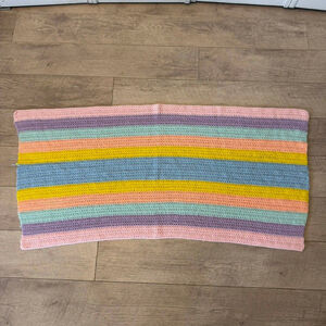 Multicolor Striped Crochet Blanket Twin